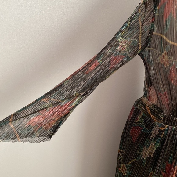 BA&SH Hendrix Metallic Plisse’ Floral Maxi Dress Size 6 - Picture 10 of 16